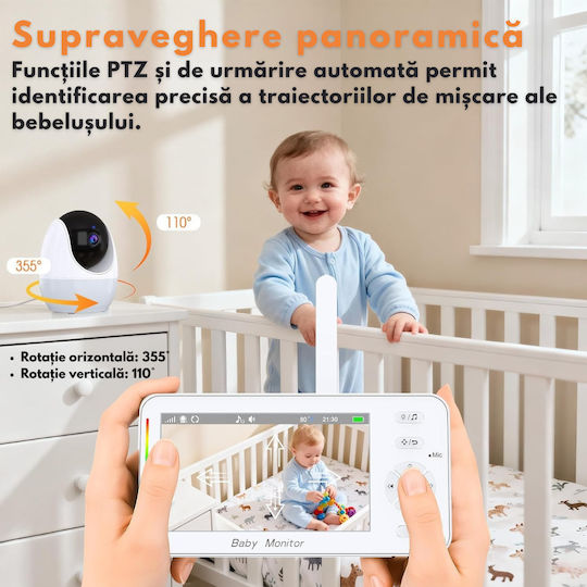 Monitor Pentru Bebeluși Fără Fir cu Comunicare Bidirecțională și Cântece de Leagăn