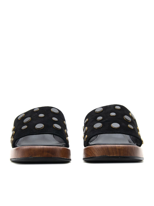 Noa Harmon Suede Mules Μαύρα