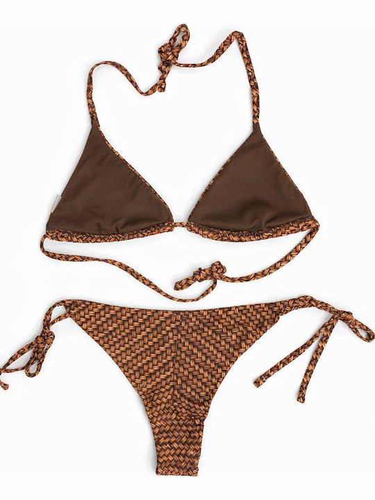 Bikini Set Triangle with Removable Padding and Brazil Bottom Orange