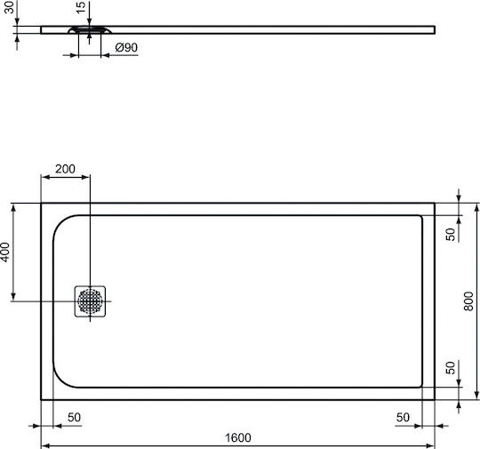 Ideal Standard Ultra Flat S Rechteckige Duschen aus Künstlicher Stein 160x80cm Graue
