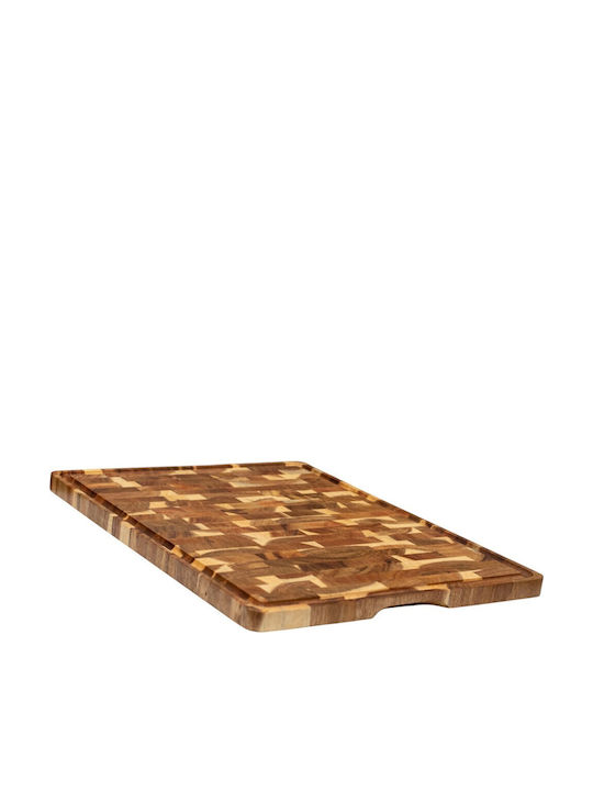 Ξύλινο Πλατώ Σερβιρίσματος Mix End Grain Ακακίας Καρυδιάς Rubberowood Με Αυλάκι 45x35 Εκ.