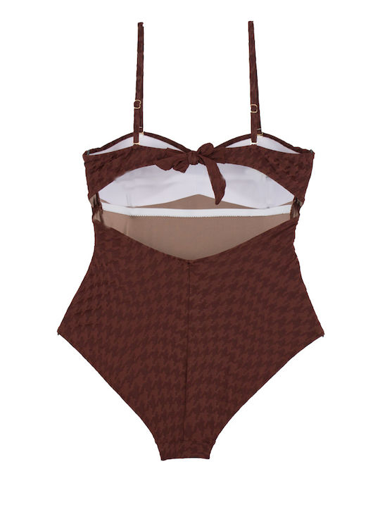 Strapless Ολόσωμο Μαγιό Καφέ