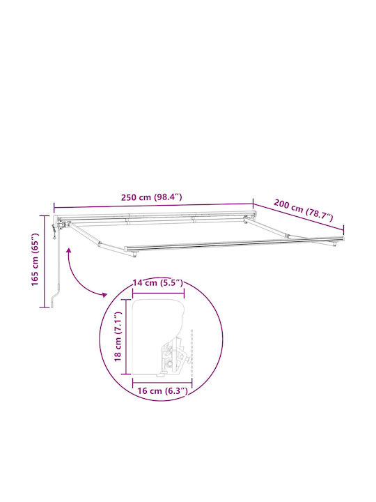 vidaXL Τέντα Βεράντας με Led Κίτρινη 2.5x2m