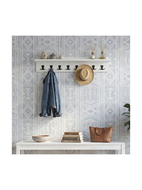 Megapap Wall Hanger Vettini Wooden 16 Hooks White 100x20x12cm