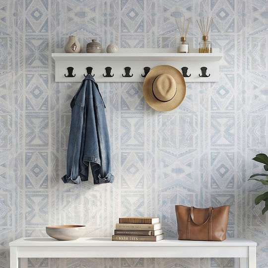 Megapap Wall Hanger Vettini Wooden 16 Hooks White 100x20x12cm