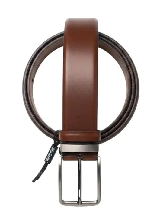 Elastic Men's Knitted Leather Tabac Brown Belt