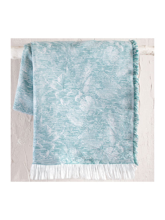 Rythmos Peony Armchair Throw Jacquard 160x180cm Light Blue