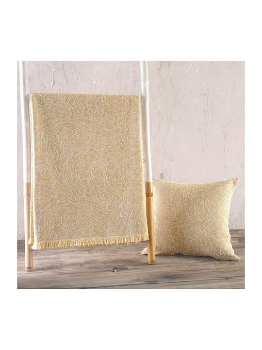 Rythmos Terrain Armchair Throw 2 Sides Jacquard 160x180cm Mustard