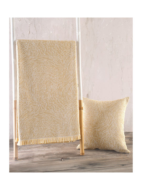 Rythmos Terrain Armchair Throw 2 Sides Jacquard 160x180cm Beige