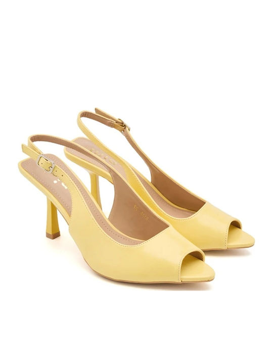 Peep Toe Γόβες από Λουστρίνι Κίτρινες