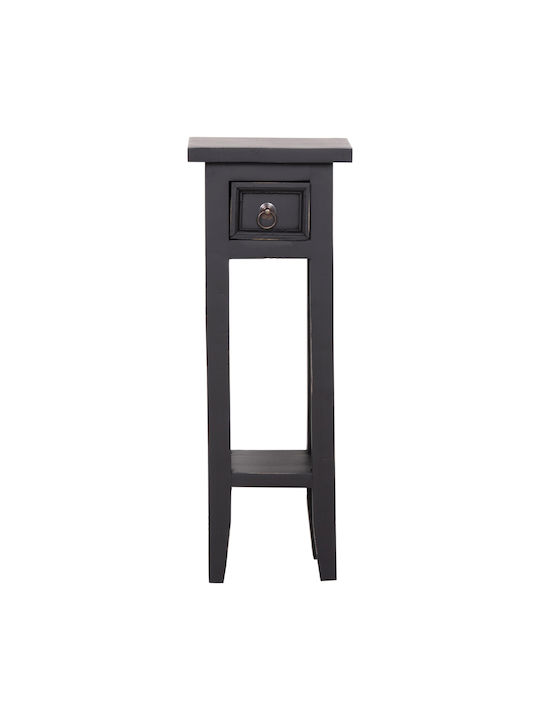 Square Side Table Ramu Made of Solid Wood with Drawers Black M25xW25xH66.5cm