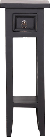 Quadratischer Beistelltisch Ramu aus Massivholz mit Schubladen Schwarz M25xB25xH66,5cm