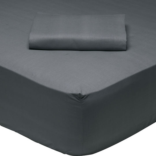Das Home Bettlaken Semi-Doppel mit Gummiband 120x200+35cm. Best 1007 Dark Grey
