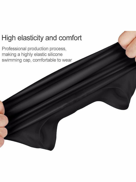 Waterproof Silicone Swimming Cap Solid Color Adults Red