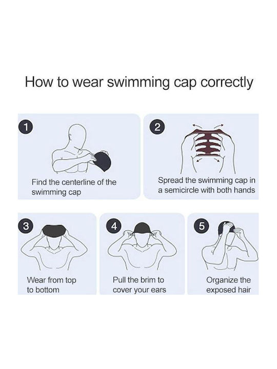 Waterproof Silicone Swimming Cap Solid Color Adults Red