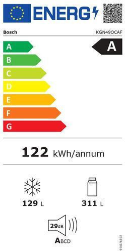 Bosch Ψυγειοκαταψύκτης 440lt Total NoFrost Υ203xΠ70xΒ66.7εκ. Γκρι KGN49OCAF