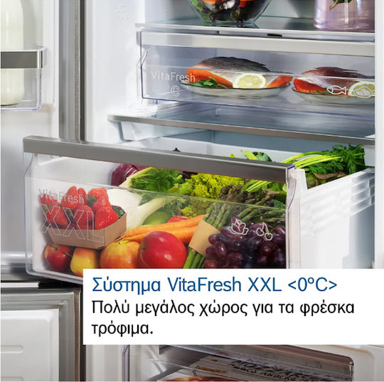Bosch Ψυγειοκαταψύκτης 440lt Total NoFrost Υ203xΠ70xΒ66.7εκ. Γκρι KGN49OCAF