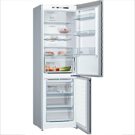 Bosch Ψυγειοκαταψύκτης 326lt Total NoFrost Υ186xΠ60xΒ66εκ. Metal Look KGN36VLED