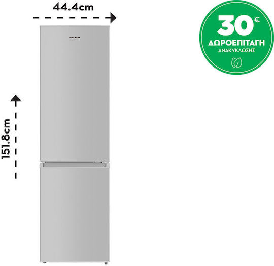 United Fridge-Freezer 170lt H151.8xW44.4xD53.6cm Inox UCX-3170M