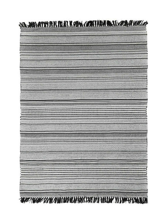 Royal Carpet Samaira Handmade Rug Rectangular Cotton with Fringes Black White