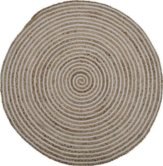 Inart Jute Rug Round Summer from Jute Beige / White