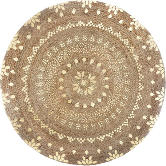 Atmosphera Living Room Rug Summer Wicker 115cm Gold Atmosphera Living Room Rug Summer Wicker 115cm Gold