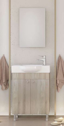 Drop Litos 55 Countertop with Sink & Mirror Glossy Lacquer L53xW24xH60cm Latte