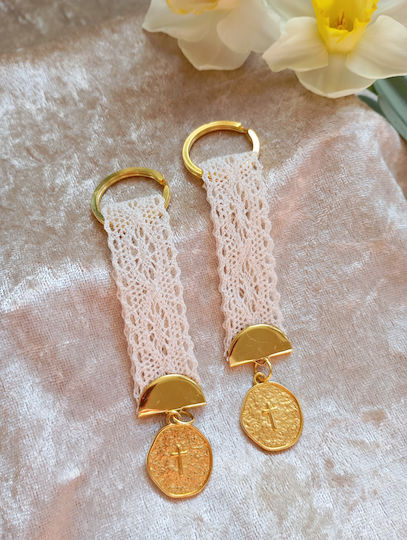 By Anastasia's Art Creations Christening Charm Keychain Metal Gold 50 Pieces