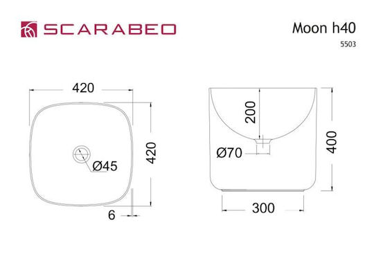 Scarabeo Laila S 45 Waschtisch mit Waschbecken L42xB42xH63.5cm Weiß