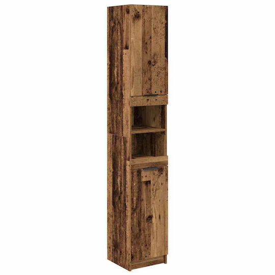 vidaXL Countertop with Sink & Mirror Old Wood, Brown