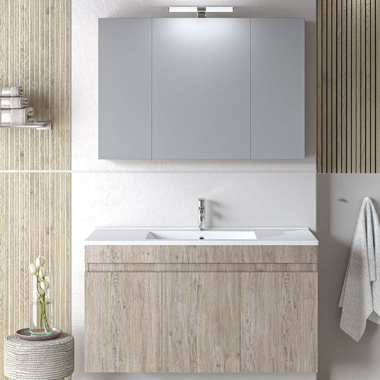 Martin Πάγκος με Νιπτήρα & Καθρέπτη Μ120xΒ46xΥ60cm Beige Oak