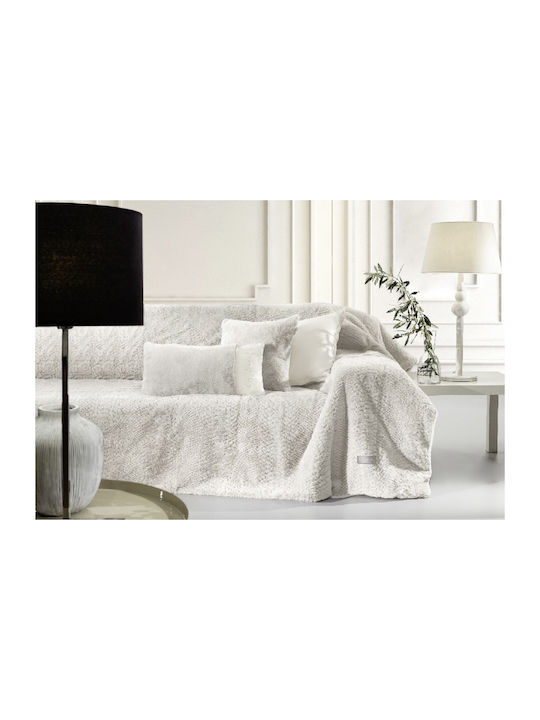 Set Armchair Throw 130x170 + Pillowcase 48x48 + 3 Crusty Ivory