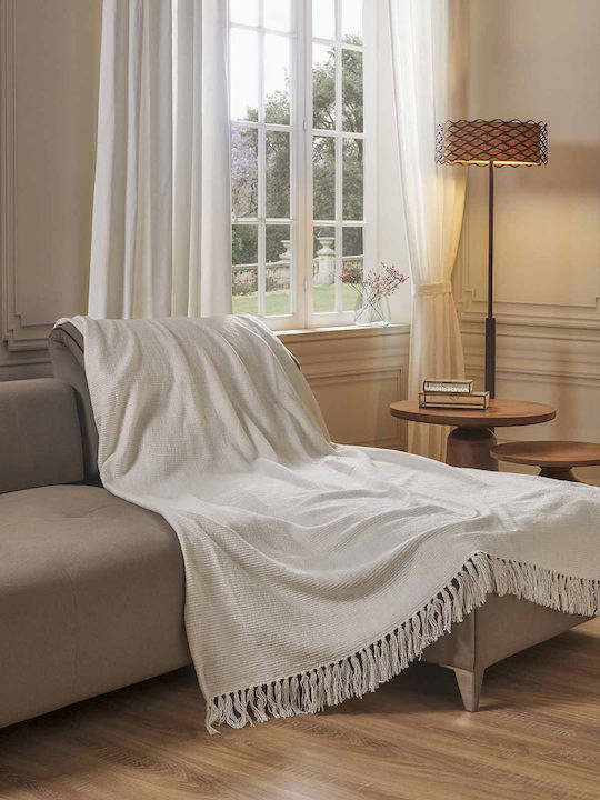 Hauz Hauz Zweisitzer-Sofa Überwurf Jacquard 180x230cm Weiß