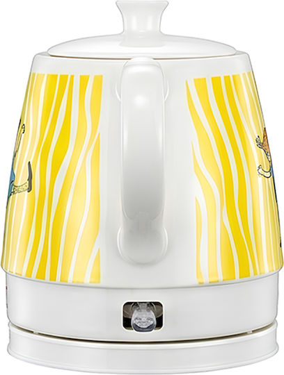 Pippi Keramik-Wasserkocher 0,8l 1750w Automatisches Abschalten Glückliches Pippi Design Weiß Gelb