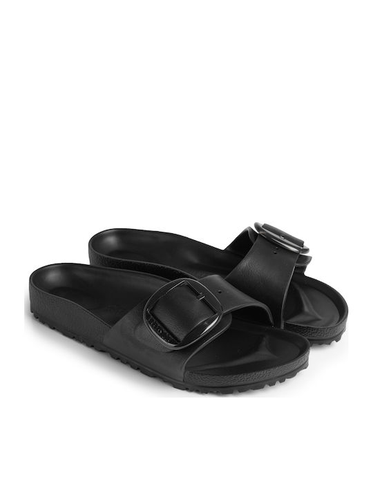 Madrid Big Buckle Slides σε Μαύρο Χρώμα