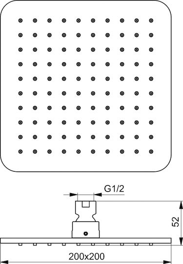 Ideal Standard Idealrain Cube Τετράγωνη Κεφαλή Ντουζ 20x20cm