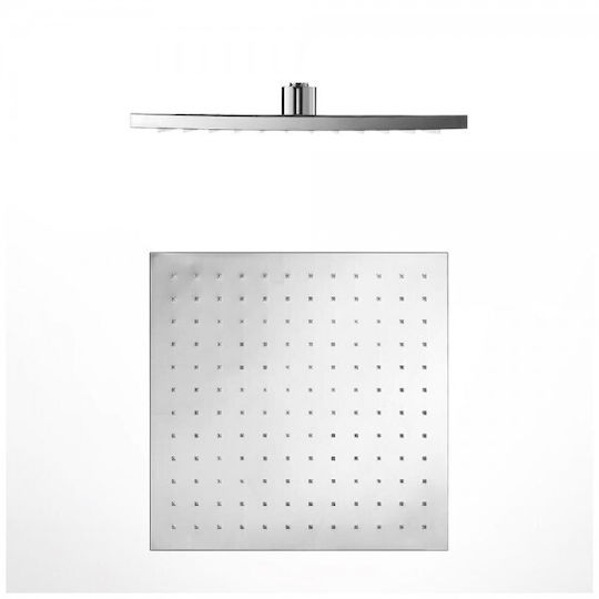 Almar E044220-100+C23500-100 Τετράγωνη Κεφαλή Ντουζ 25x25cm με Βραχίονα 35cm