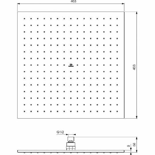 Ideal Standard Idealrain Τετράγωνη Κεφαλή Ντουζ 40.3x40.3cm