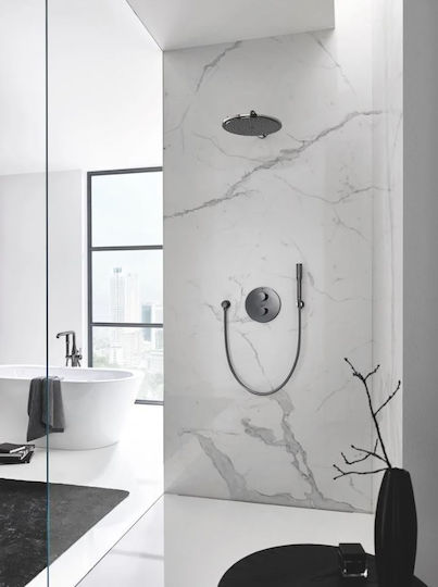 Grohe Cosmopolitan 310 Στρογγυλή Κεφαλή Ντουζ 31cm με Βραχίονα 38cm Brushed Hard Graphite