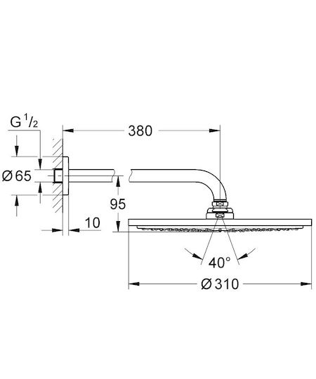 Grohe Rainshower Στρογγυλή Κεφαλή Ντουζ 31cm με Βραχίονα 38cm
