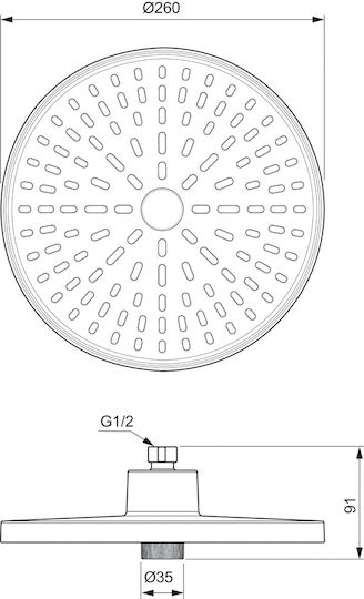 Ideal Standard Idealrain Στρογγυλή Κεφαλή Ντουζ 26cm