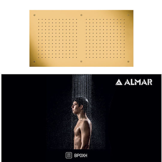 Almar Rectangular Temptation Rechteckig Duschkopf 70x38cm Gold Brushed PVD