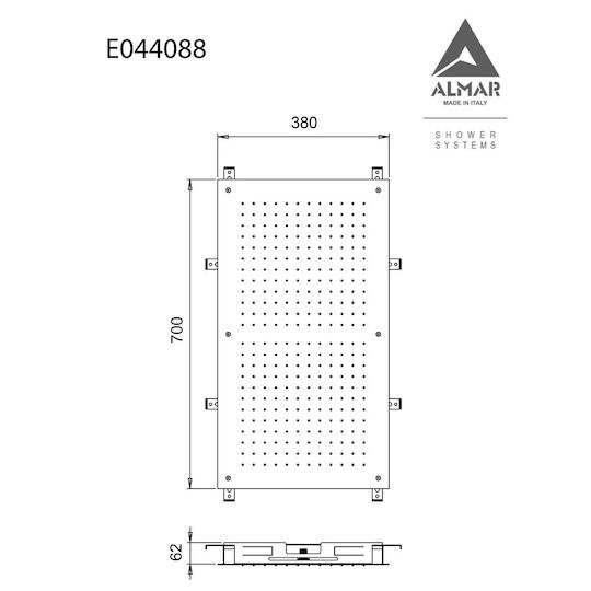 Almar Rectangular Temptation Rectangulare Cap de duș 70x38cm Negru mat
