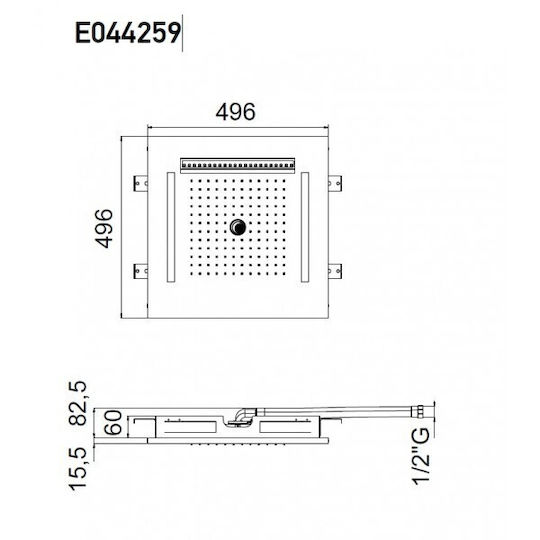 Almar Easy Light Tempation Pătrat Cap de duș 30x30cm Aur periat PVD