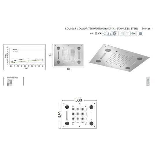 Almar Rectangular Showerhead 63x48cm