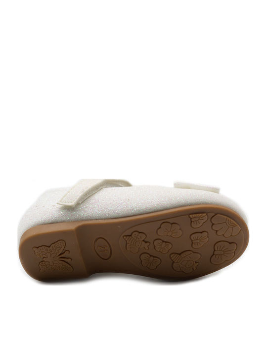 Kids Anatomic Leather Ballerinas with Hoop & Loop Closure Beige