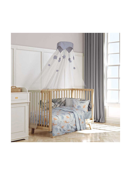Alouette Set Baby Crib Cotton Sheets Jungle Animals Gray 130x170cm 3 Pieces