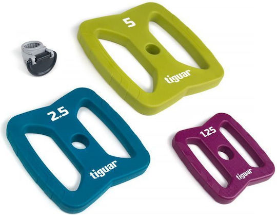 Tiguar Ίσια Μπάρα Φ28mm Σετ με Βάρη 19.3kg Μήκους 140cm με Κολάρα Μανταλάκια