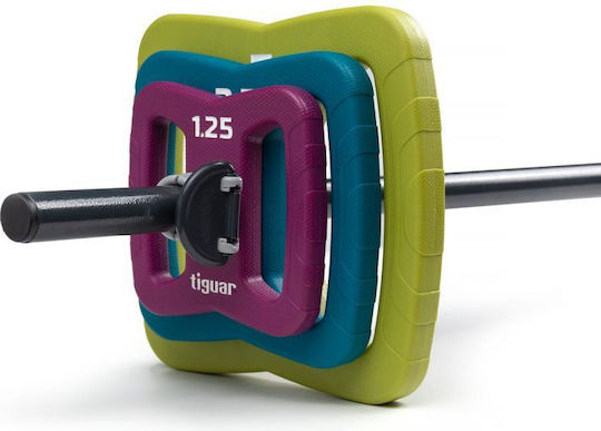 Tiguar Ίσια Μπάρα Φ28mm Σετ με Βάρη 19.3kg Μήκους 140cm με Κολάρα Μανταλάκια