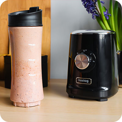 Huslog Blender with Plastic Jug 600 ml 500W Black